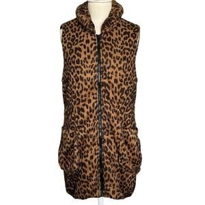Love Token Vest Womens Small Leopard Print Puffer